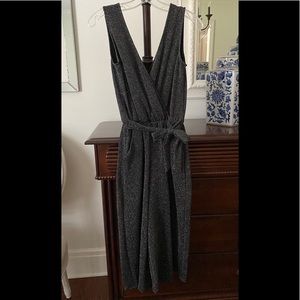 Black shimmer pant romper